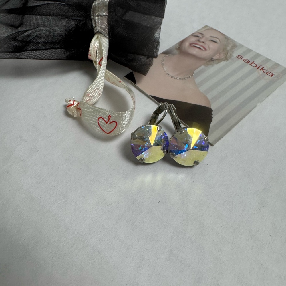 Sabika Iridescent Silver and Blue Earrings - Picture 2 of 6